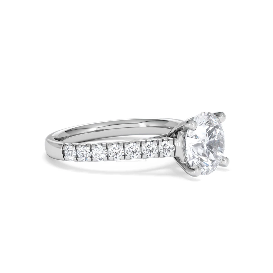 Natalia Lab Diamond Engagement Side Stone Ring 18KW Gold 2.50CT F/VS1