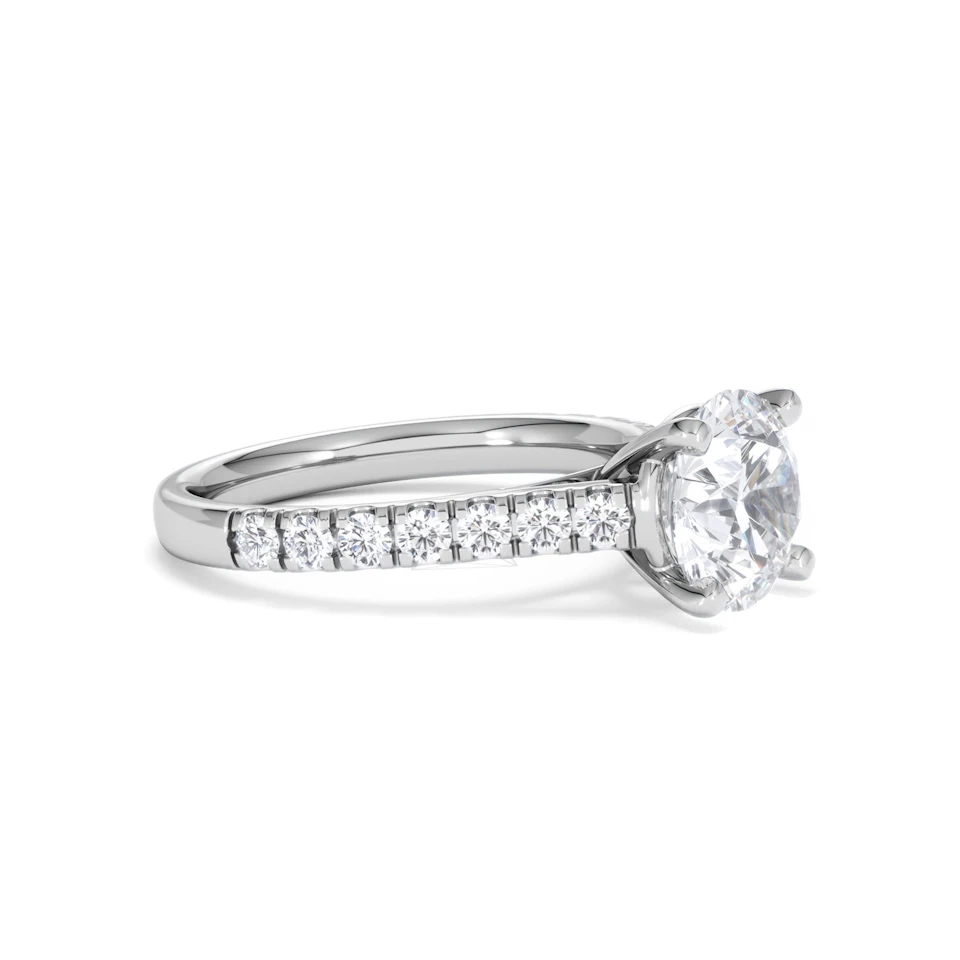 Natalia Lab Diamond Engagement Side Stone Ring 18KW Gold 2.50CT F/VS1