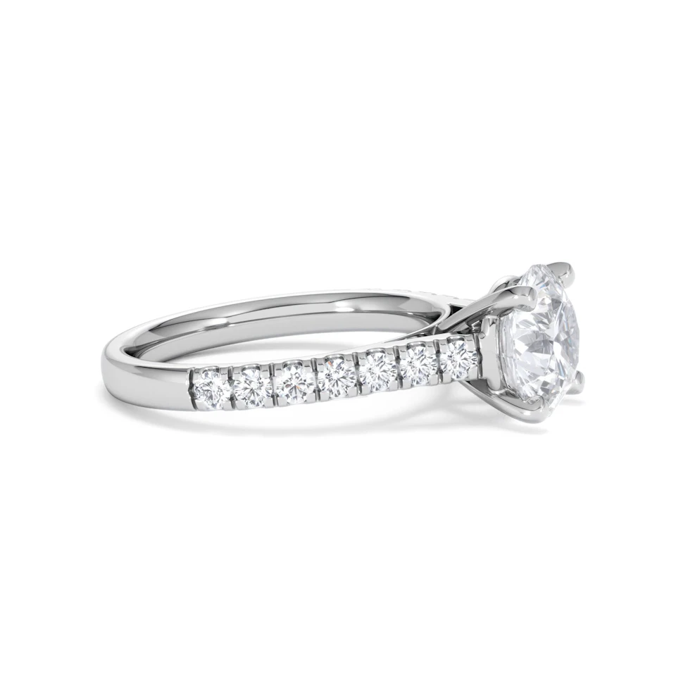 Natalia Lab Diamond Engagement Side Stone Ring 18KW Gold 2.50CT F/VS1