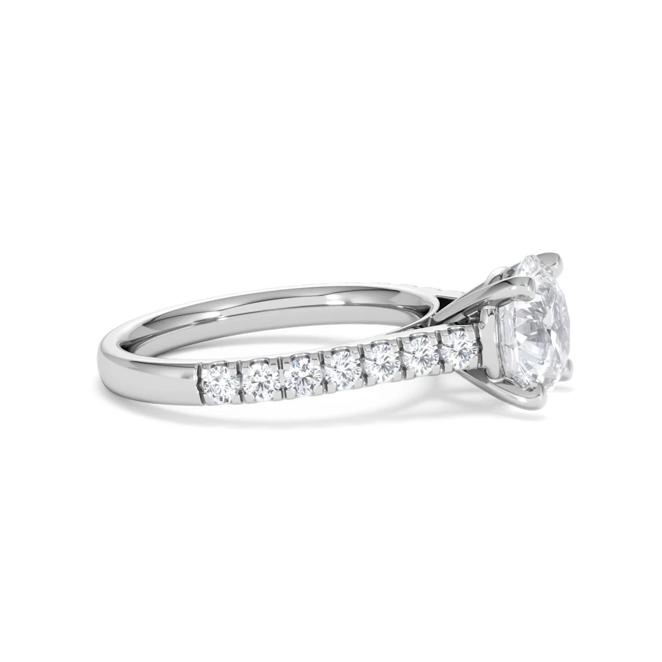 Natalia Lab Diamond Engagement Side Stone Ring 18KW Gold 2.50CT F/VS1
