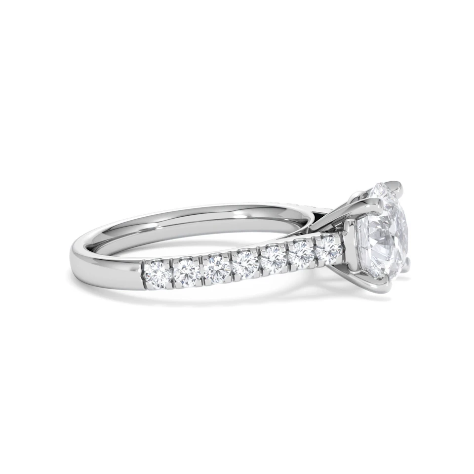 Natalia Lab Diamond Engagement Side Stone Ring Platinum 2.50CT F/VS1