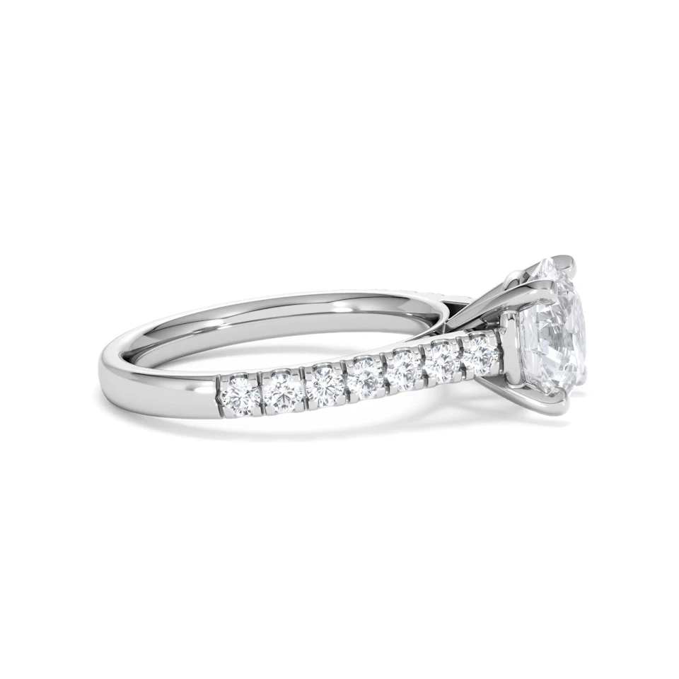 Natalia Lab Diamond Engagement Side Stone Ring Platinum 2.50CT F/VS1