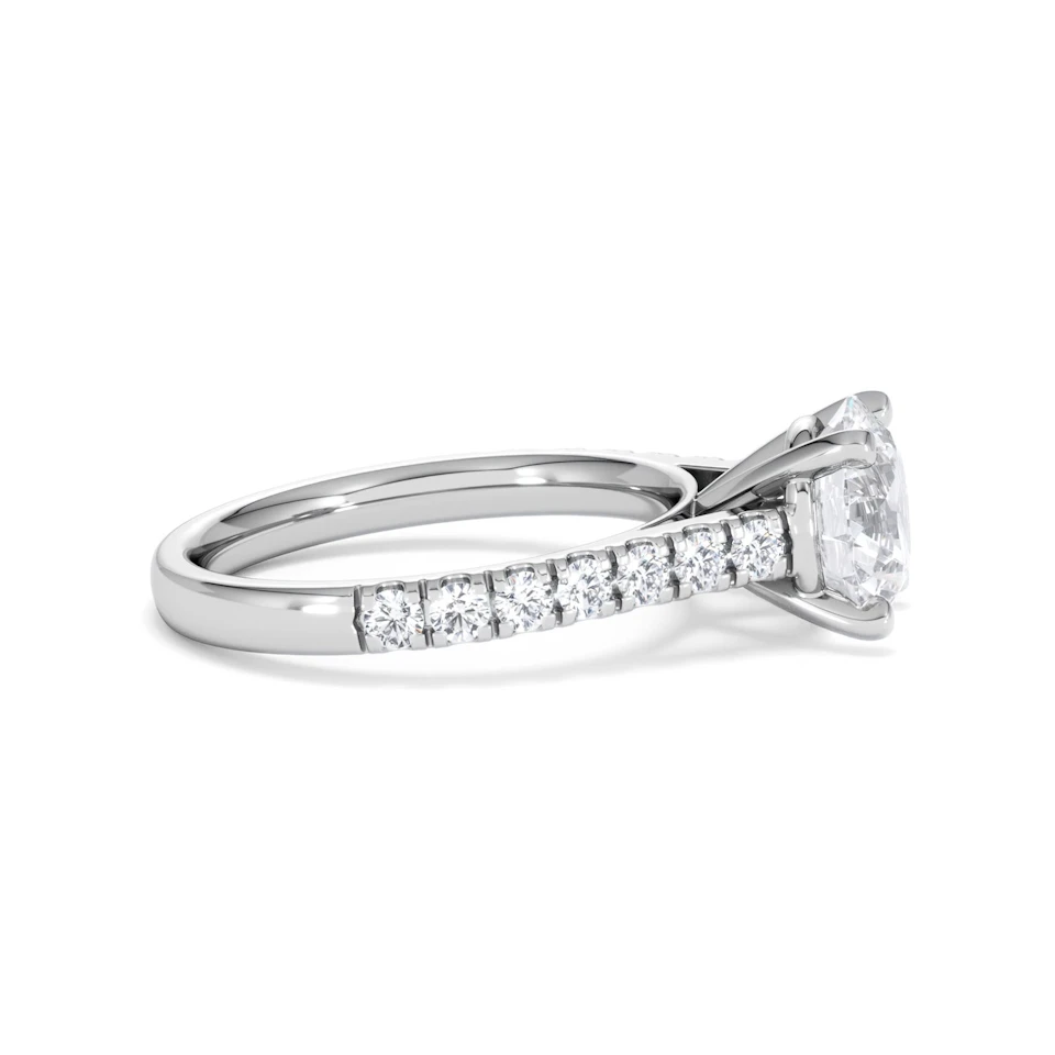 Natalia Lab Diamond Engagement Side Stone Ring 18KW Gold 2.50CT F/VS1