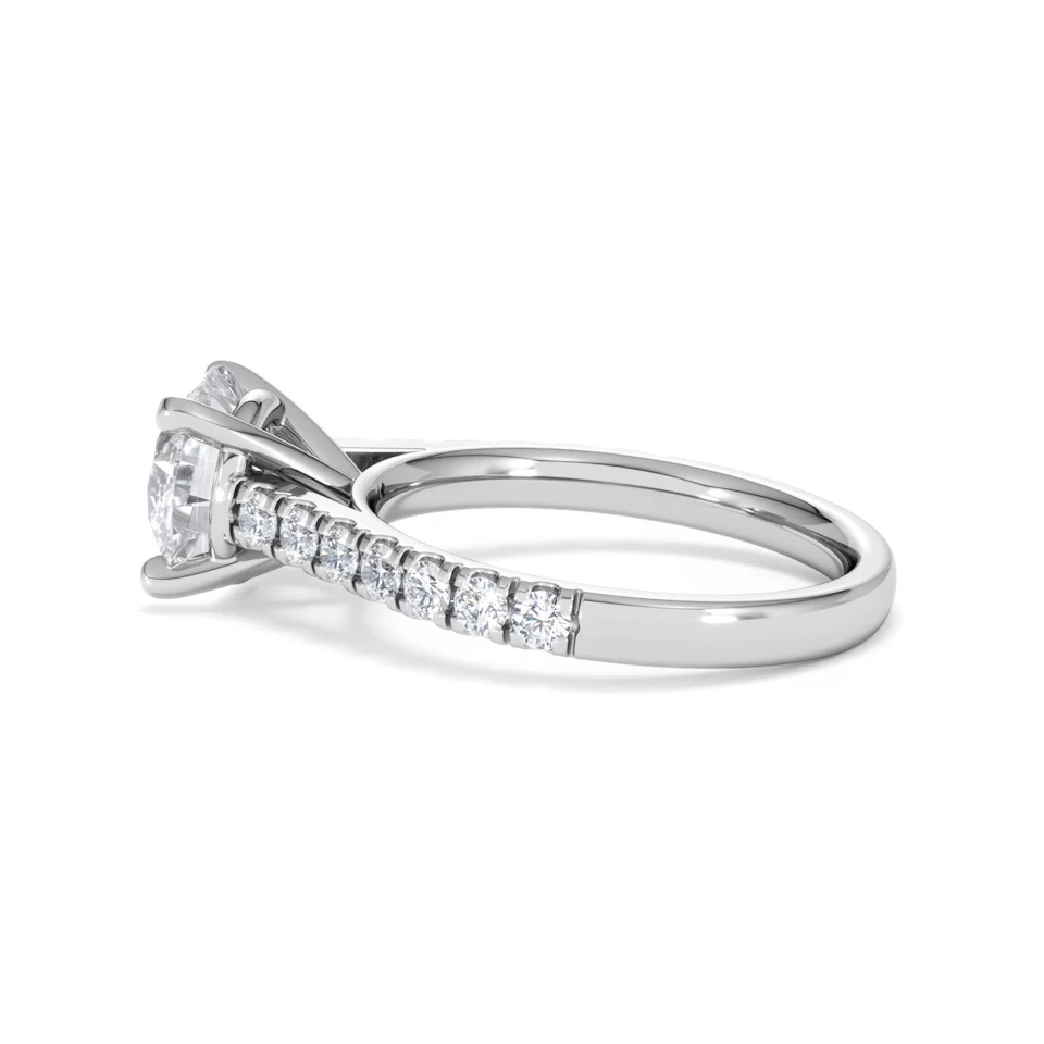 Natalia Lab Diamond Engagement Side Stone Ring 18KW Gold 2.50CT F/VS1