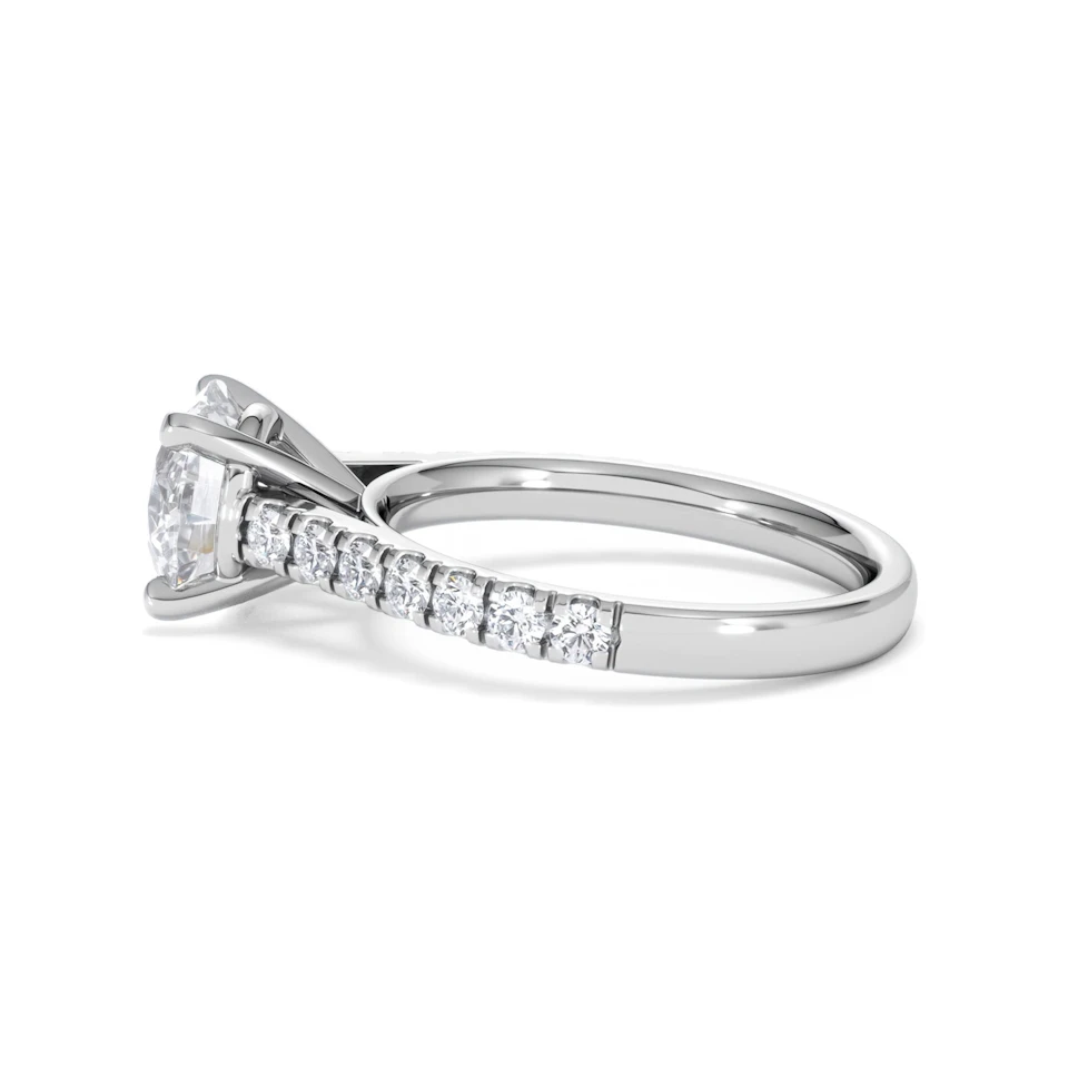 Natalia Lab Diamond Engagement Side Stone Ring Platinum 2.50CT F/VS1