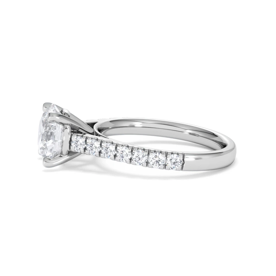 Natalia Lab Diamond Engagement Side Stone Ring 18KW Gold 2.50CT F/VS1