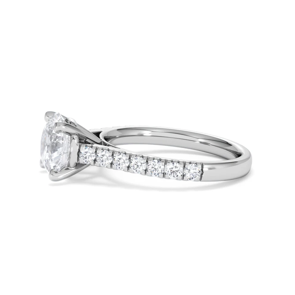 Natalia Lab Diamond Engagement Side Stone Ring Platinum 2.50CT F/VS1