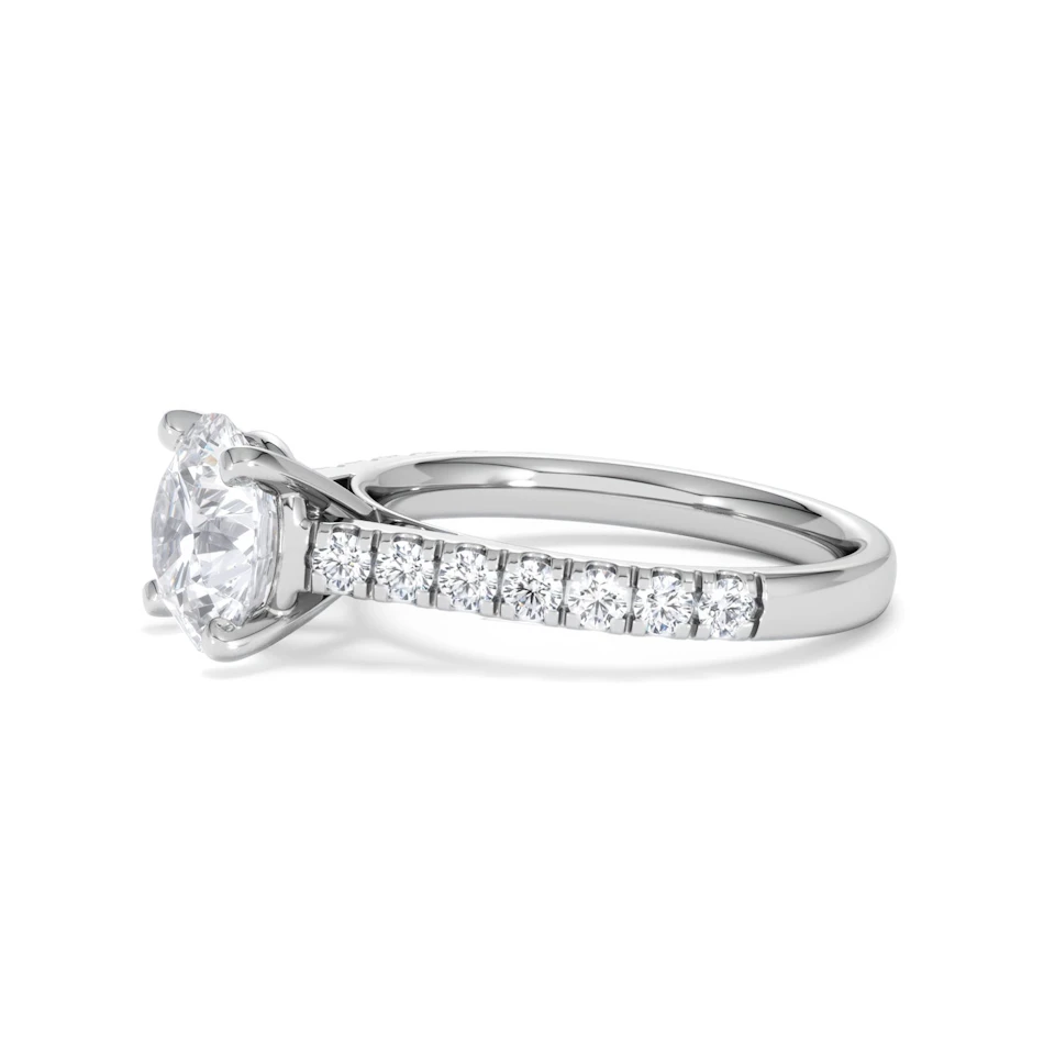Natalia Lab Diamond Engagement Side Stone Ring 18KW Gold 2.50CT F/VS1
