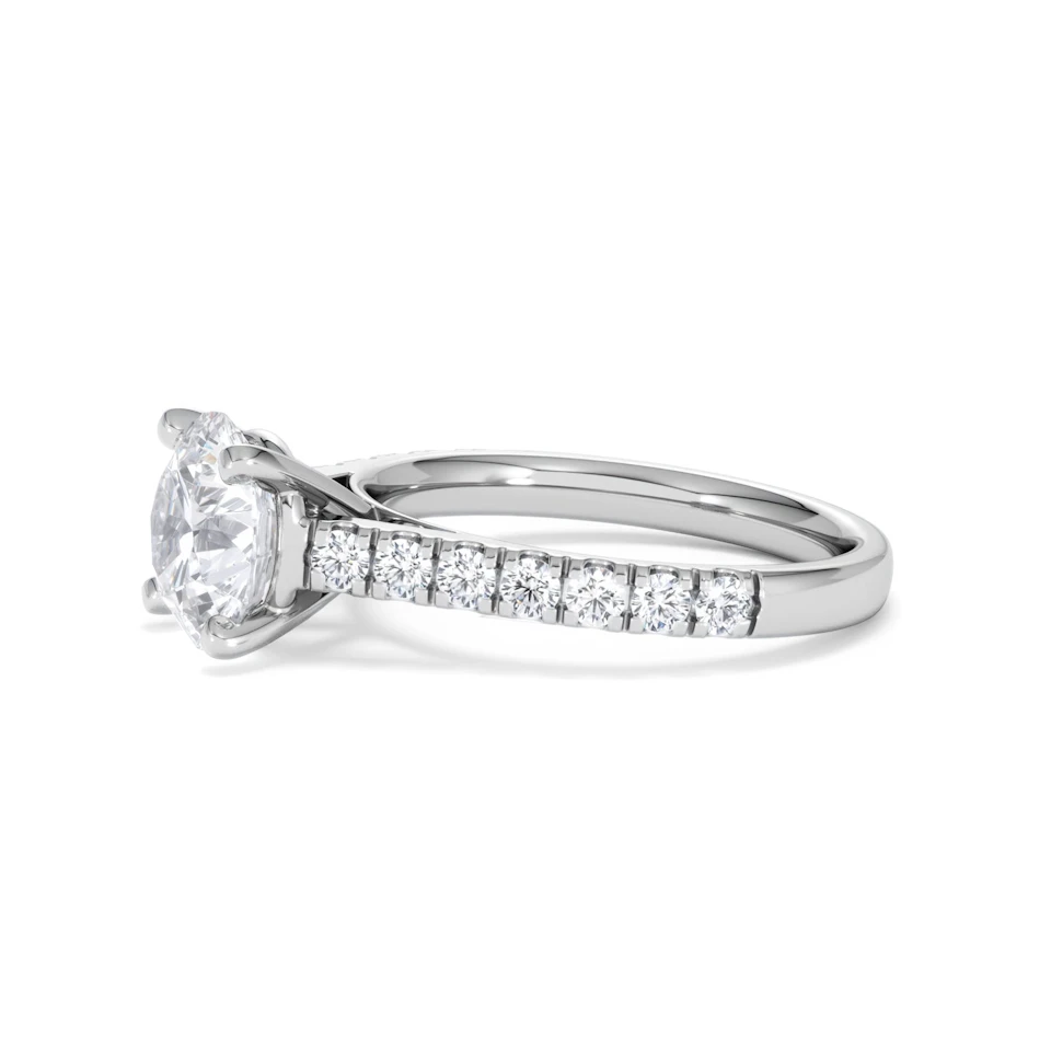 Natalia Lab Diamond Engagement Side Stone Ring Platinum 2.50CT F/VS1