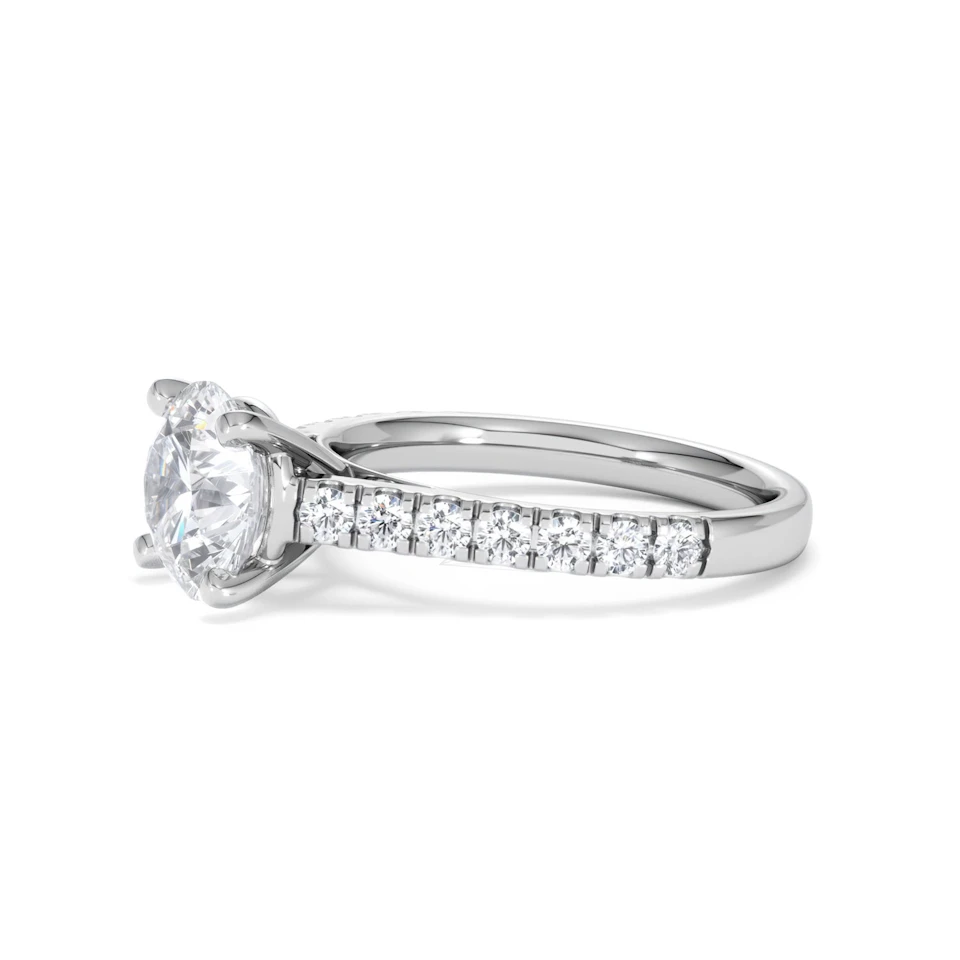 Natalia Lab Diamond Engagement Side Stone Ring 18KW Gold 2.50CT F/VS1