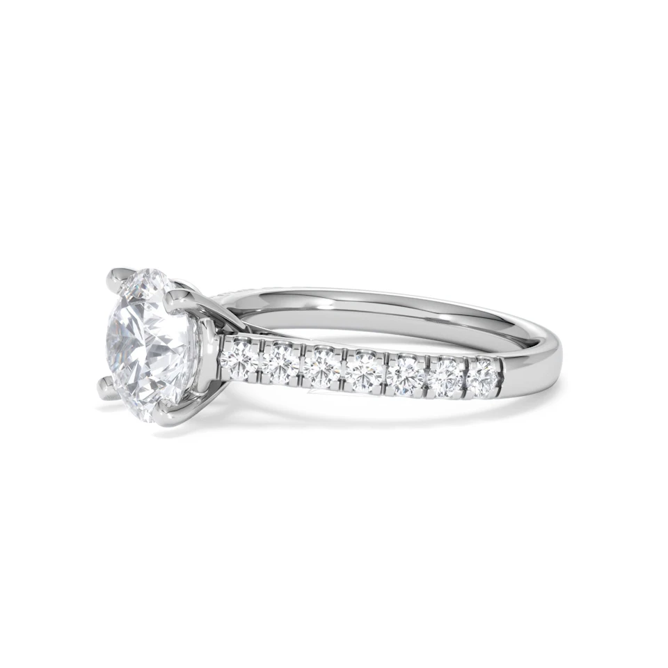 Natalia Lab Diamond Engagement Side Stone Ring 18KW Gold 2.50CT F/VS1