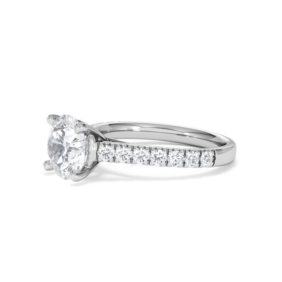 Natalia Lab Diamond Engagement Side Stone Ring 18KW Gold 2.50CT F/VS1