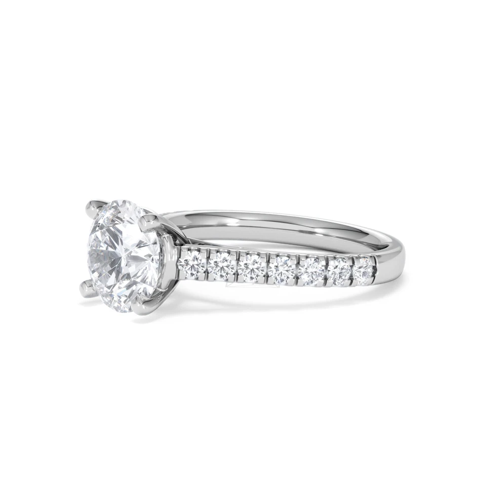 Natalia Lab Diamond Engagement Side Stone Ring Platinum 2.50CT F/VS1