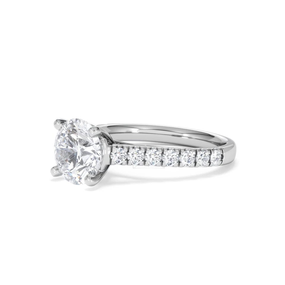 Natalia Lab Diamond Engagement Side Stone Ring 18KW Gold 2.50CT F/VS1