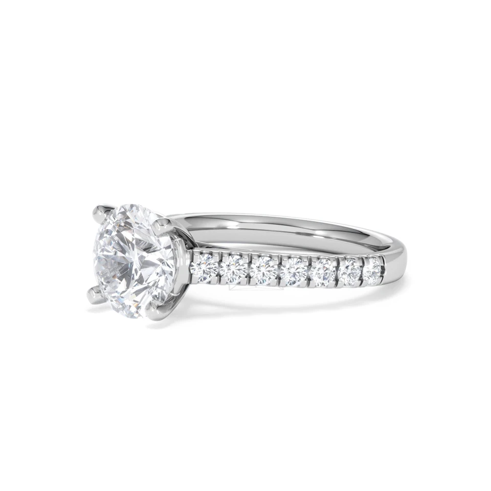 Natalia Lab Diamond Engagement Side Stone Ring Platinum 2.50CT F/VS1