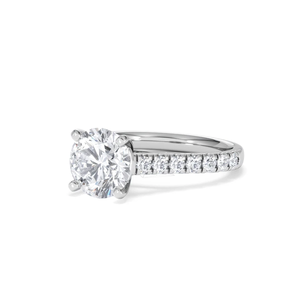 Natalia Lab Diamond Engagement Side Stone Ring 18KW Gold 2.50CT F/VS1
