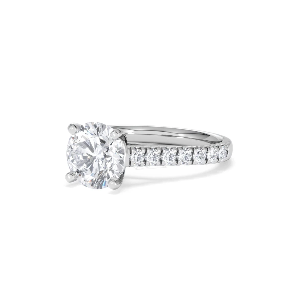 Natalia Lab Diamond Engagement Side Stone Ring Platinum 2.50CT F/VS1