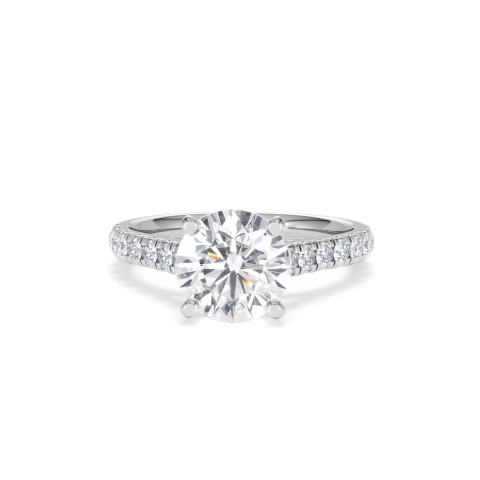 Natalia Lab Diamond Engagement Side Stone Ring Platinum 2.50CT F/VS1