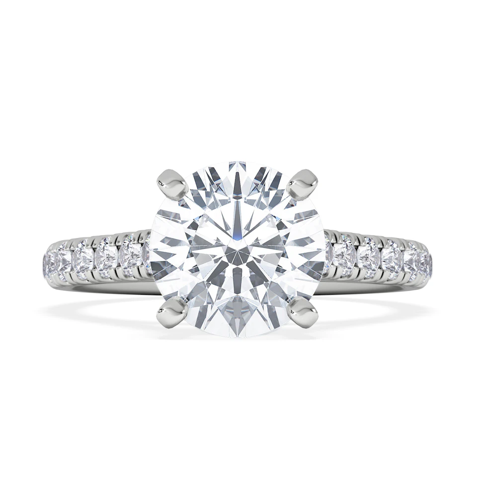 Natalia Lab Diamond Engagement Side Stone Ring Platinum 2.50CT F/VS1