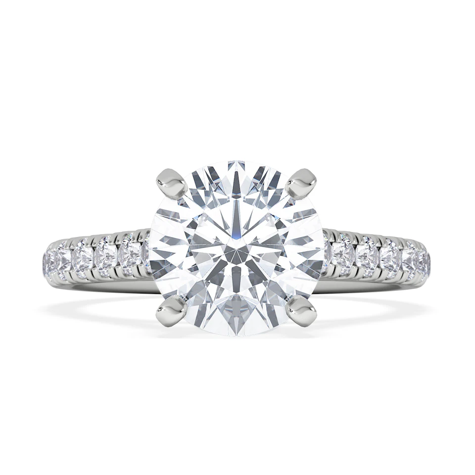 Natalia Lab Diamond Engagement Side Stone Ring 18KW Gold 2.50CT F/VS1