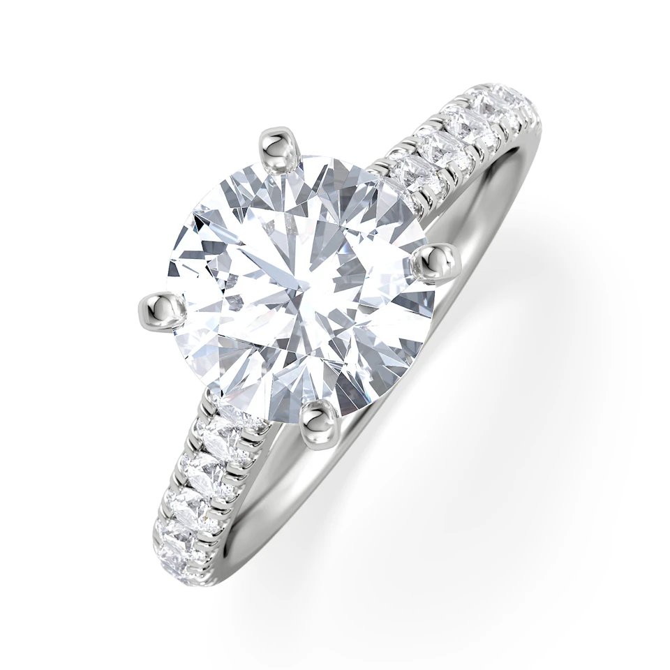 Natalia Lab Diamond Engagement Side Stone Ring Platinum 2.50CT F/VS1