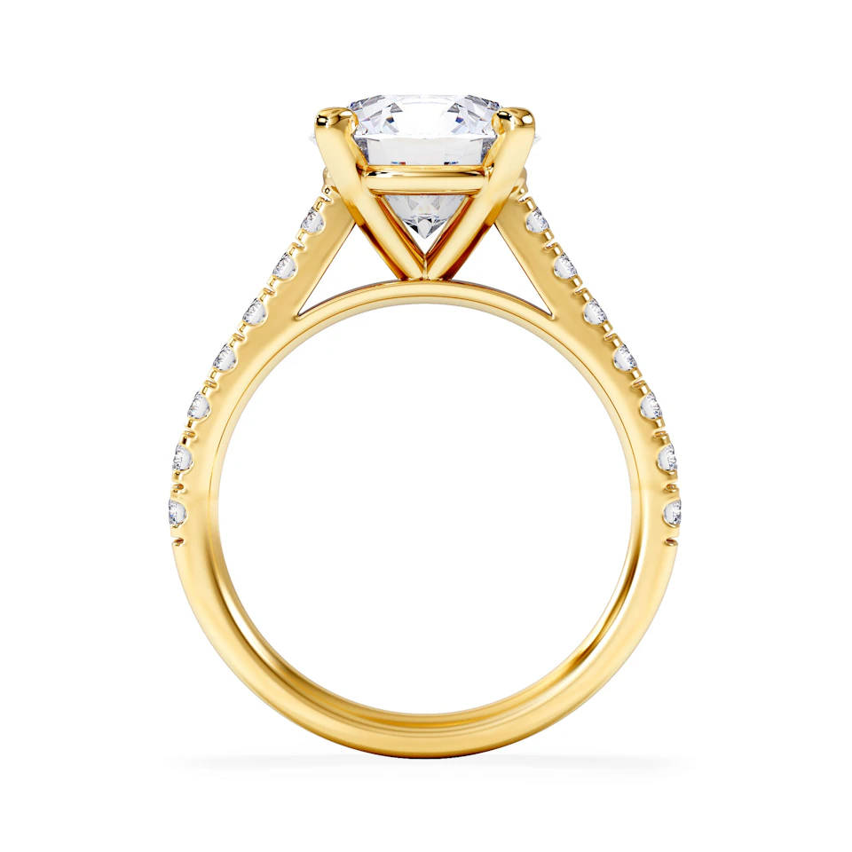 Natalia 3.45ct Lab Diamond Round Cut Engagement Ring in 18K Yellow Gold G/VS1