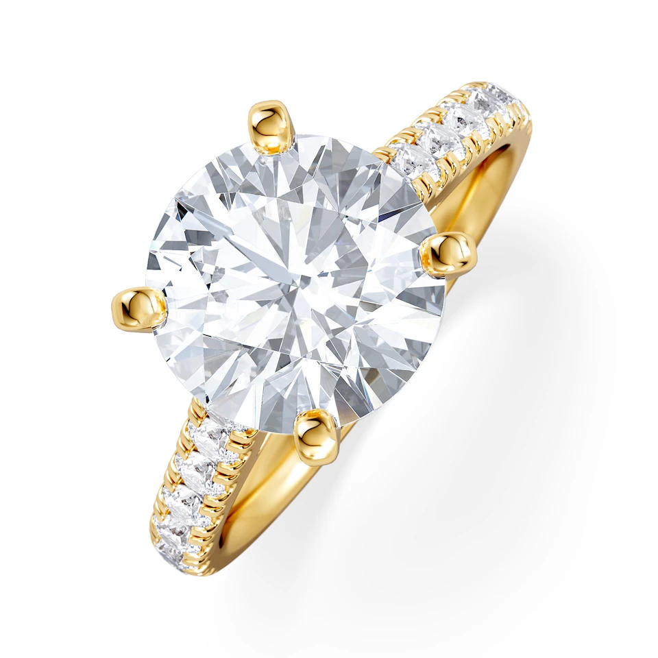 Natalia 3.45ct Lab Diamond Round Cut Engagement Ring in 18K Yellow Gold G/VS1