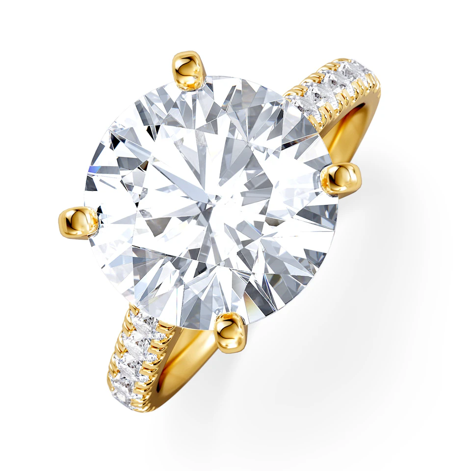 Natalia 5.65ct Lab Diamond Round Cut Engagement Ring in 18K Yellow Gold G/VS1