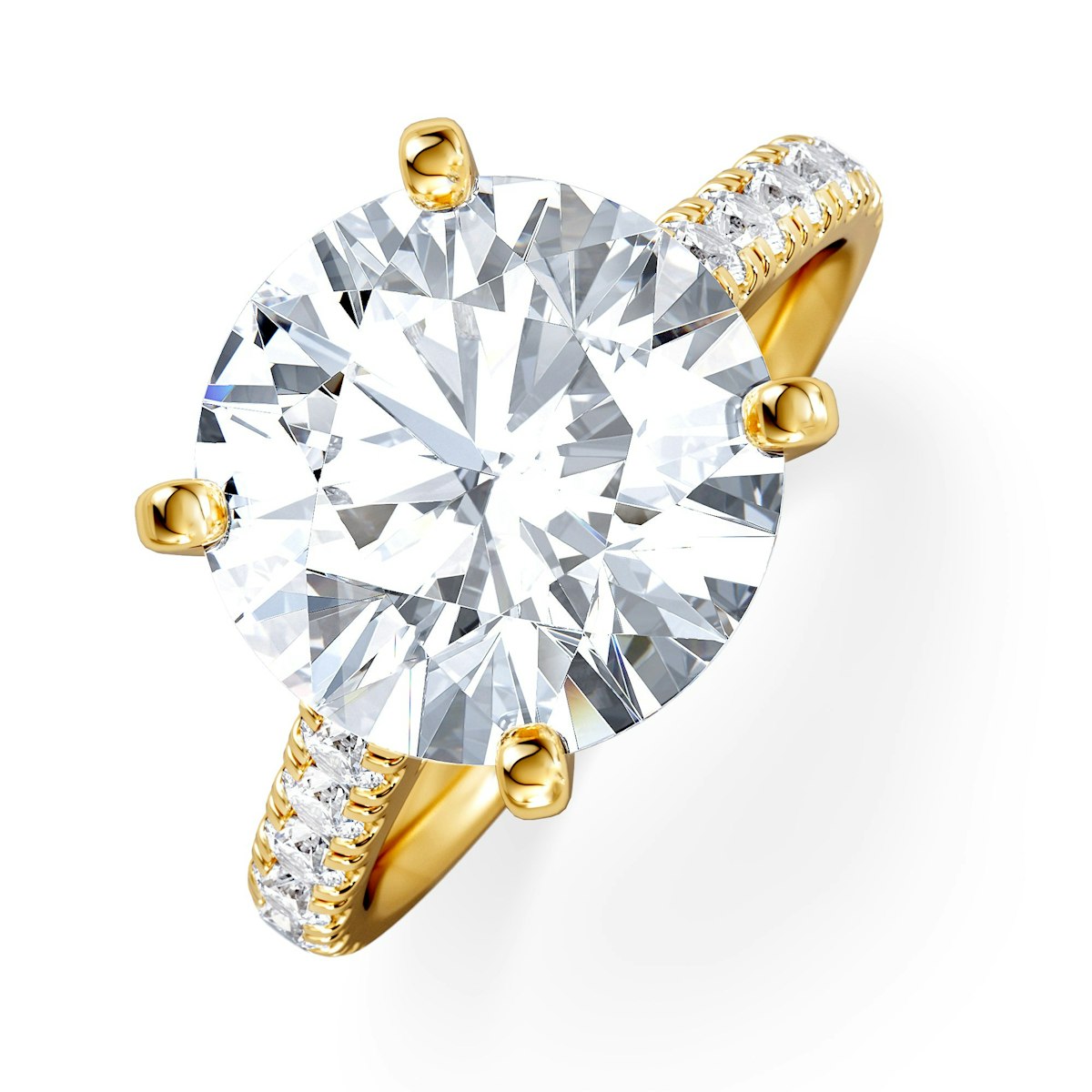 Natalia 5.65ct Lab Diamond Round Cut Engagement Ring in 18K Yellow Gold G/VS1