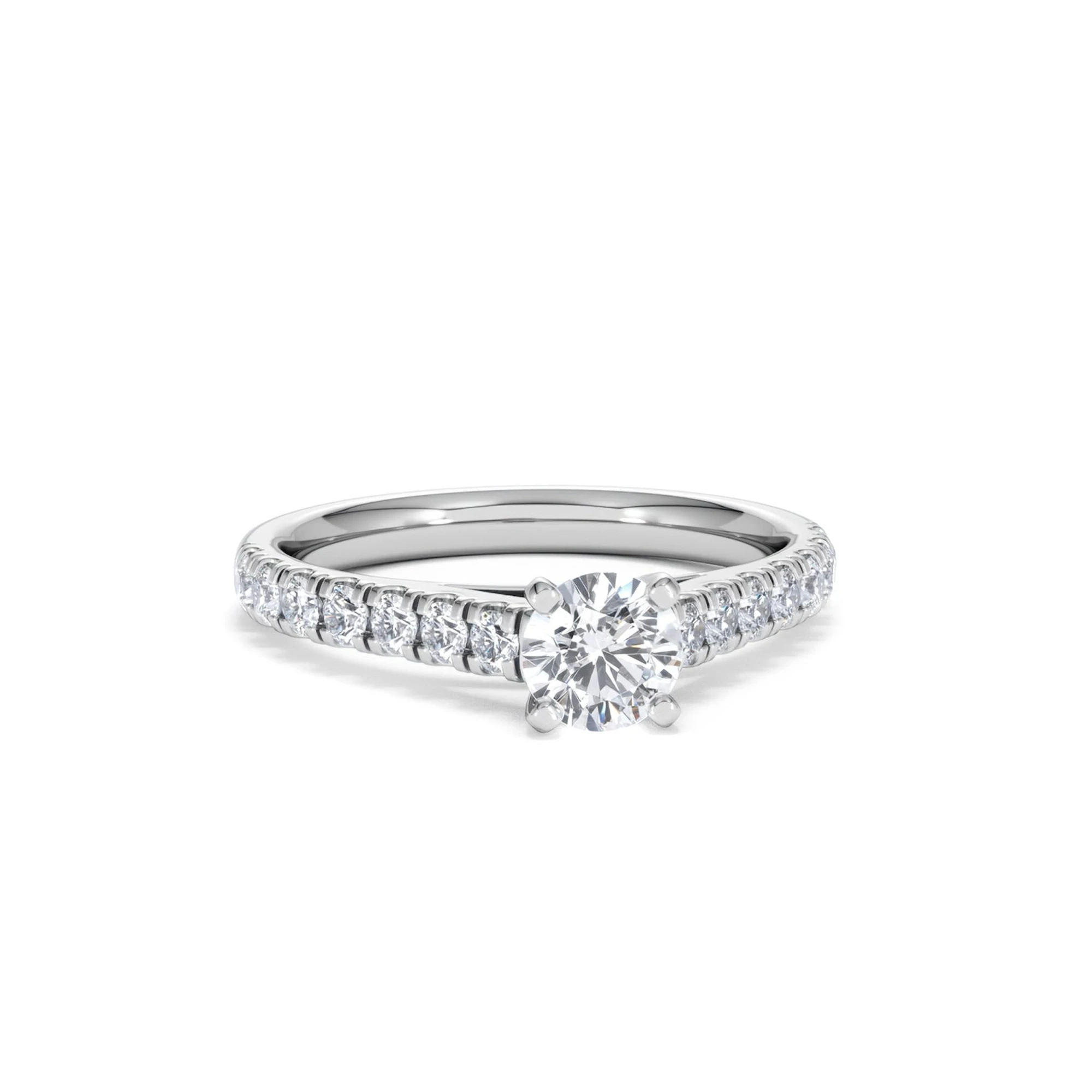 Natalia Lab Diamond Engagement Side Stone Ring Platinum 0.91CT F/VS1