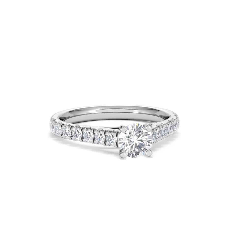 Natalia Lab Diamond Engagement Side Stone Ring 18KW Gold 0.91CT F/VS1