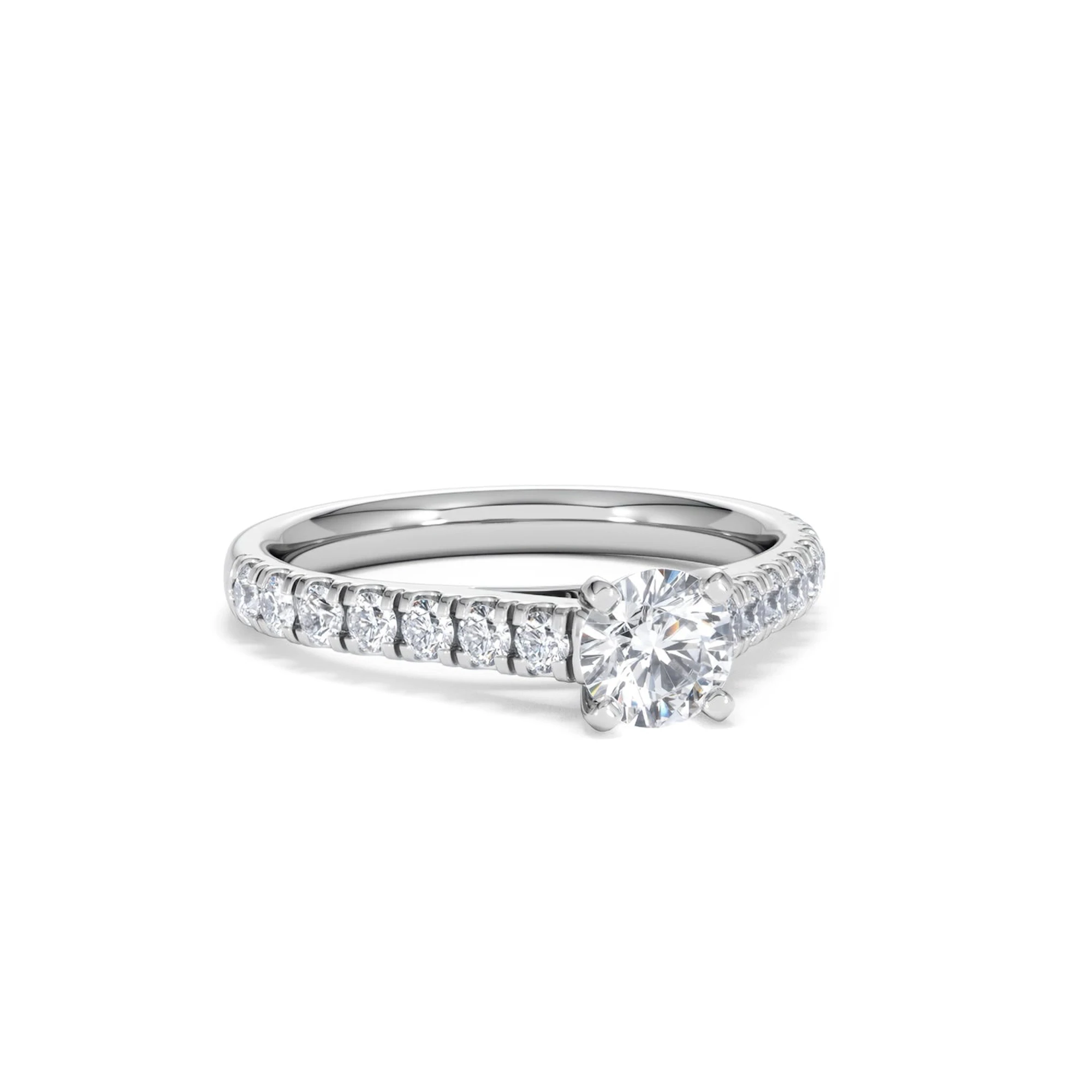 Natalia Lab Diamond Engagement Side Stone Ring Platinum 0.91CT F/VS1