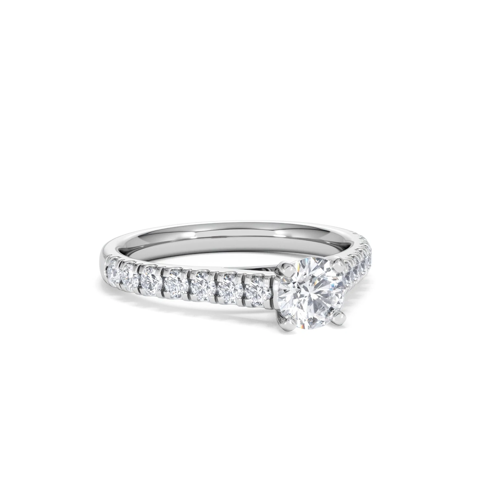 Natalia Lab Diamond Engagement Side Stone Ring Platinum 0.91CT F/VS1