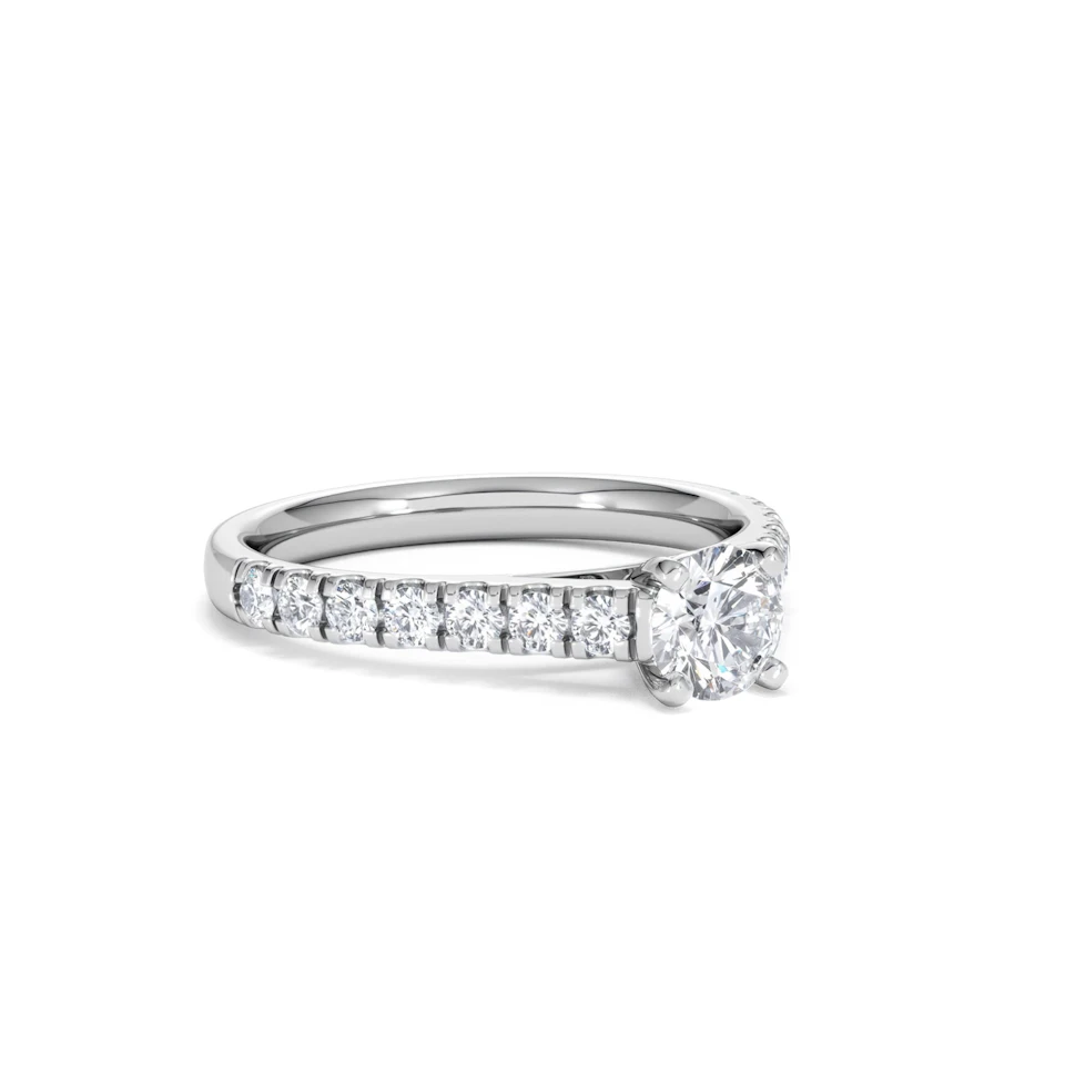 Natalia Lab Diamond Engagement Side Stone Ring 18KW Gold 0.91CT F/VS1