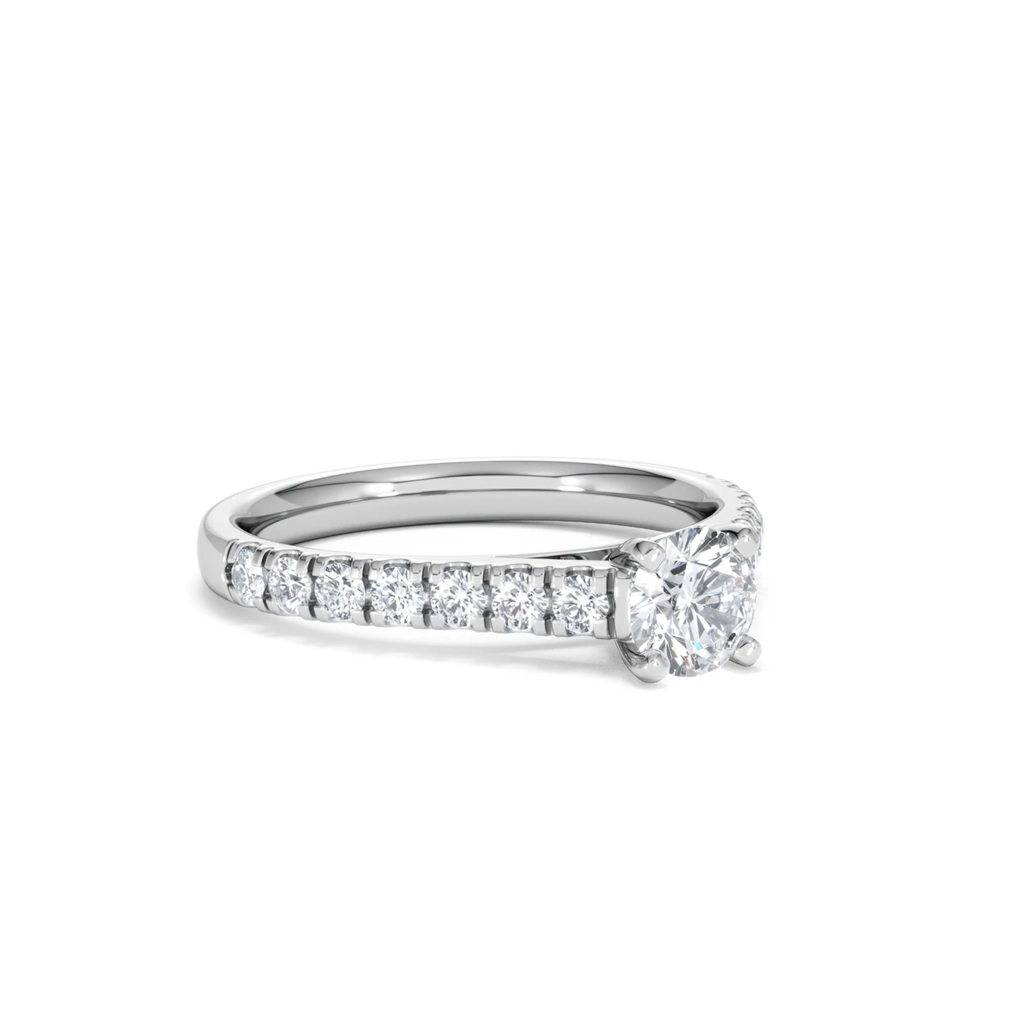Natalia Lab Diamond Engagement Side Stone Ring Platinum 0.91CT F/VS1