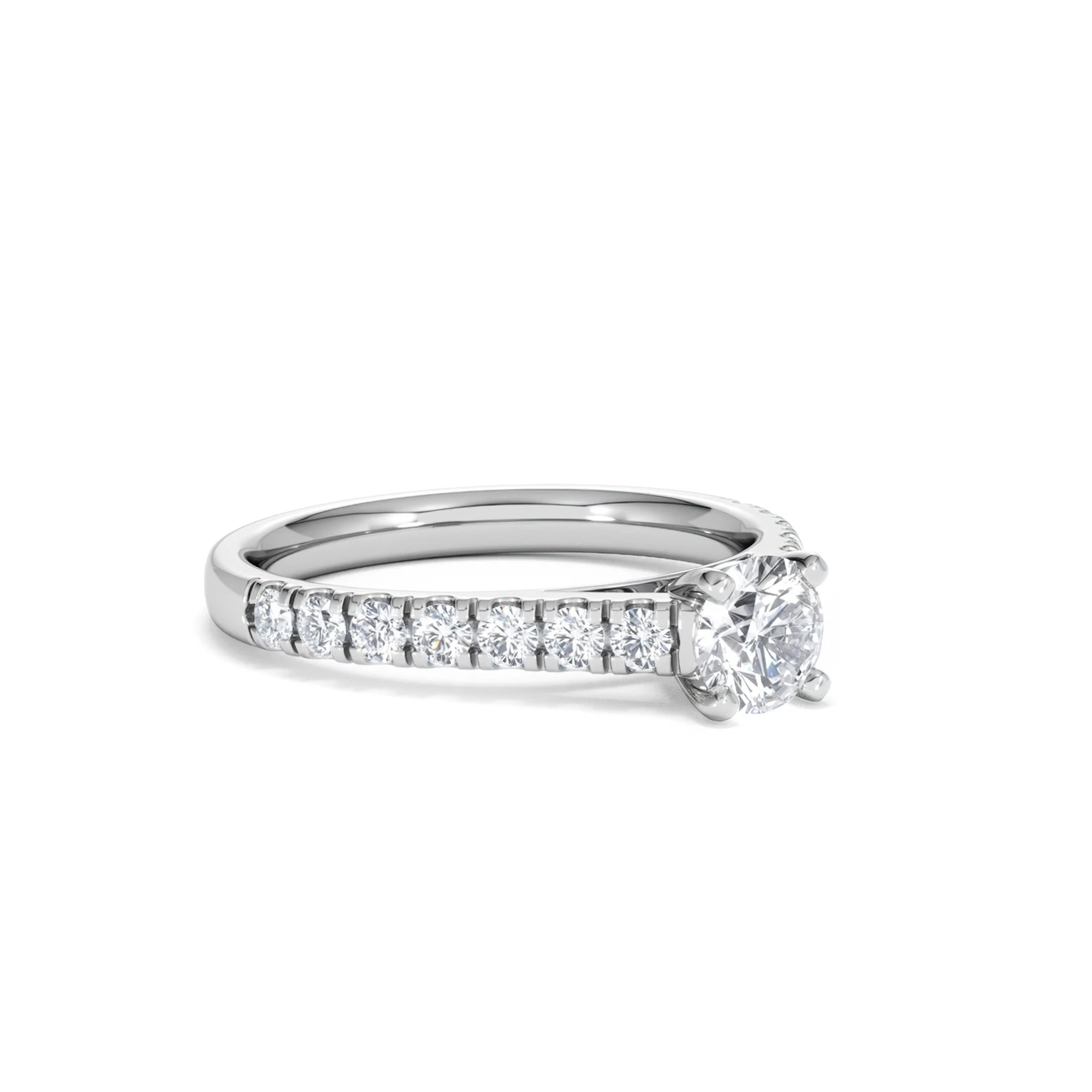 Natalia Lab Diamond Engagement Side Stone Ring Platinum 0.91CT F/VS1