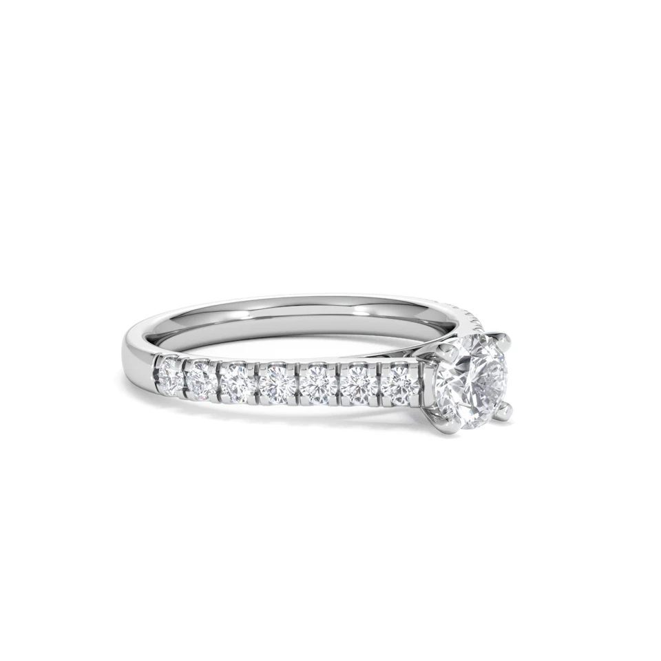 Natalia Diamond Engagement Side Stone Ring 18KW Gold 0.91CT G/SI2