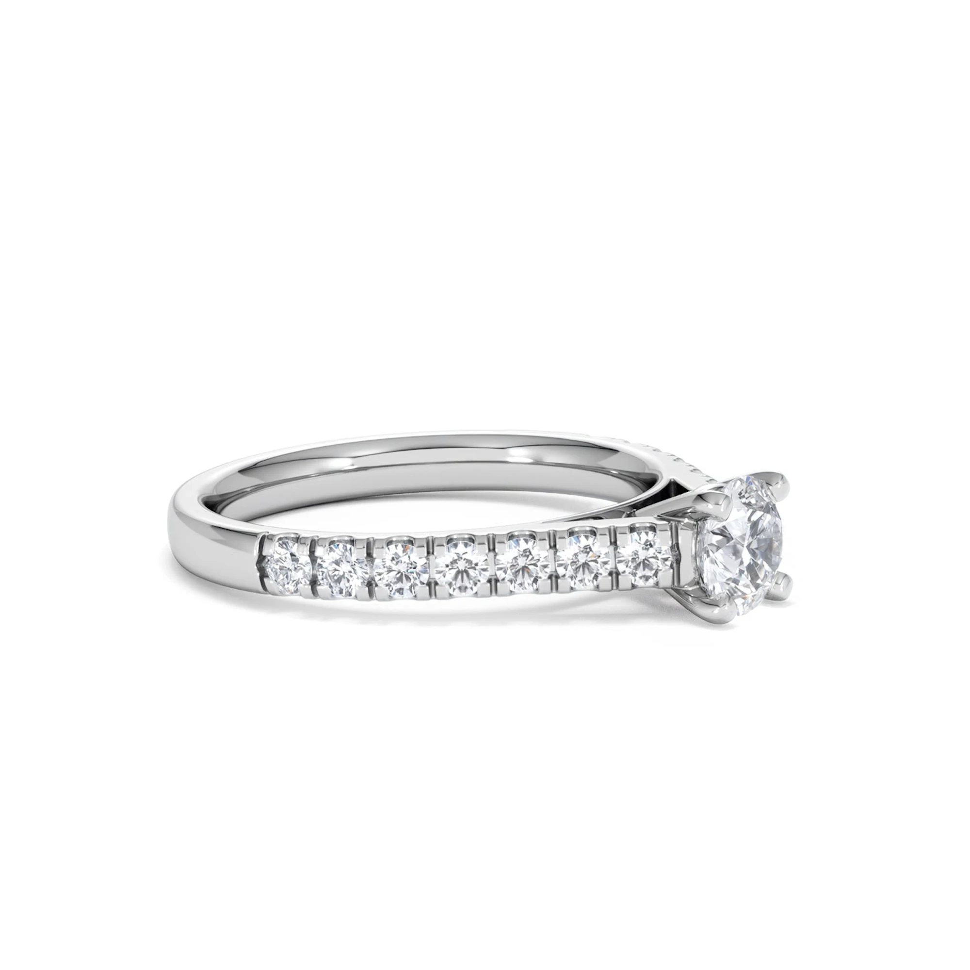 Natalia Lab Diamond Engagement Side Stone Ring Platinum 0.91CT F/VS1