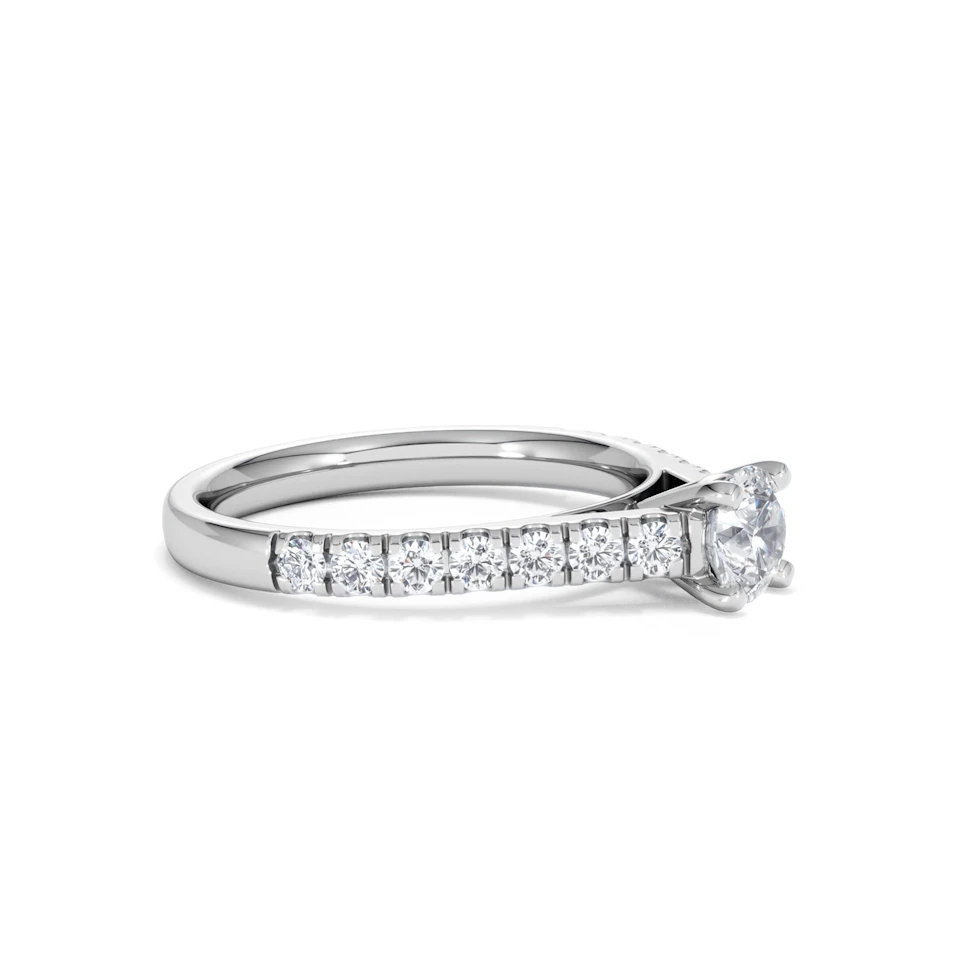 Natalia Lab Diamond Engagement Side Stone Ring Platinum 0.91CT F/VS1