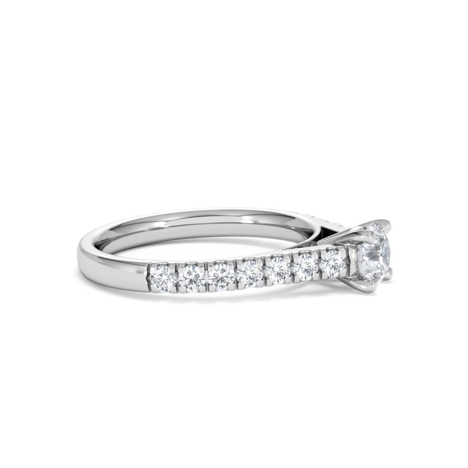 Natalia Lab Diamond Engagement Side Stone Ring 18KW Gold 0.91CT F/VS1