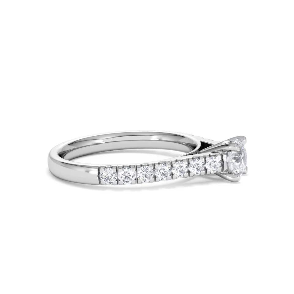 Natalia Diamond Engagement Side Stone Ring 18KW Gold 0.91CT G/VS2