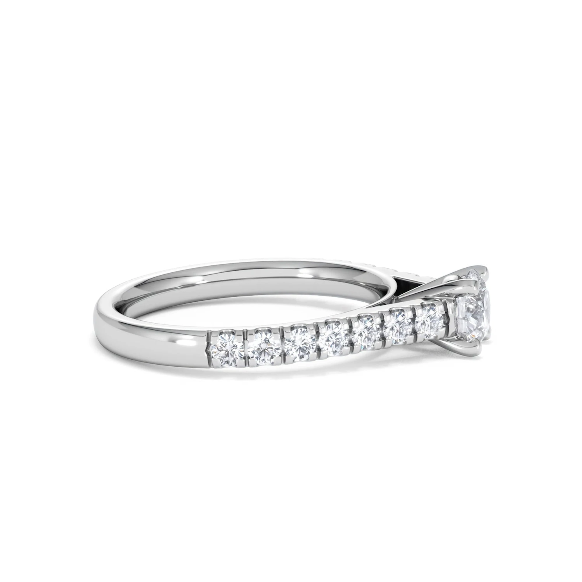 Natalia Lab Diamond Engagement Side Stone Ring Platinum 0.91CT F/VS1