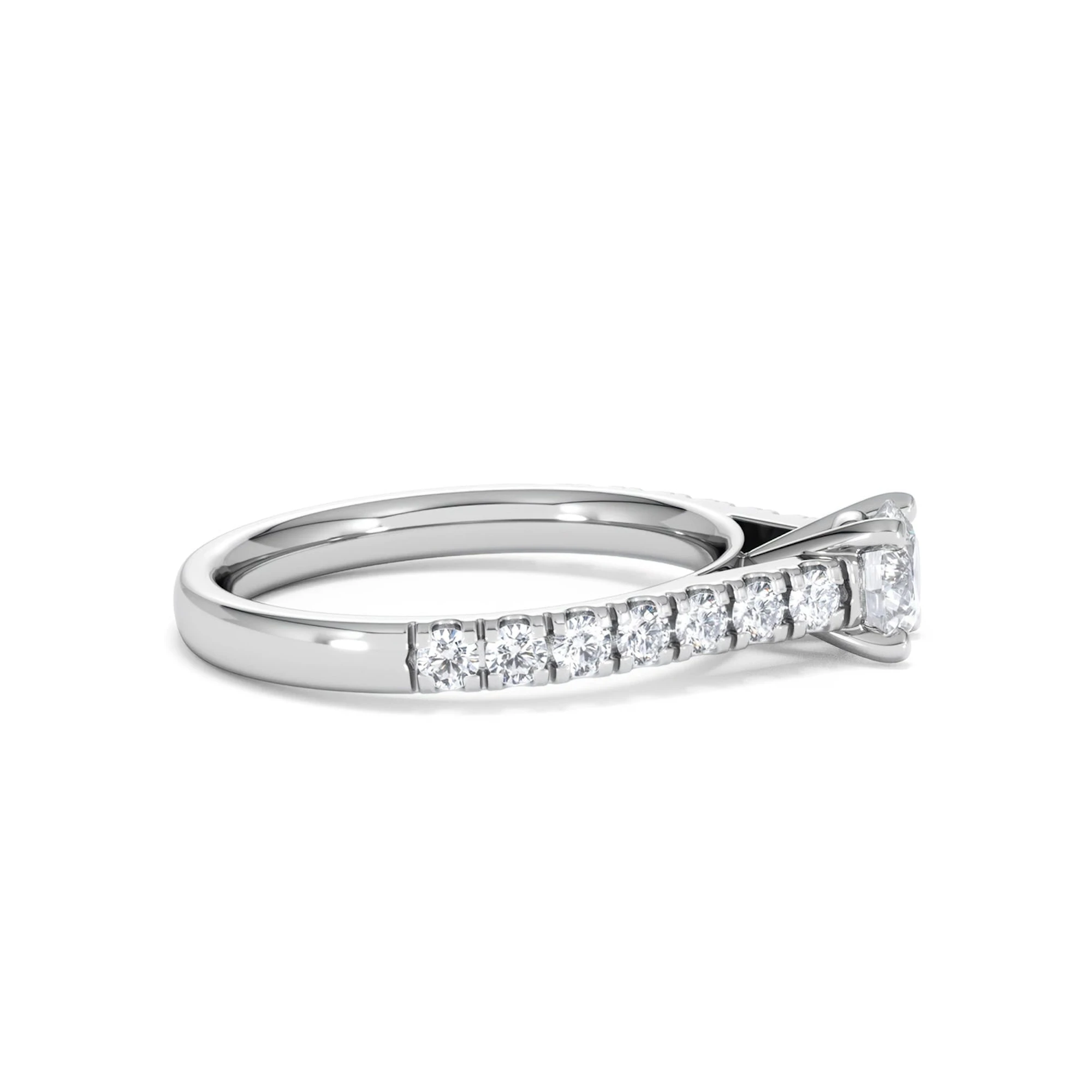 Natalia Lab Diamond Engagement Side Stone Ring Platinum 0.91CT F/VS1