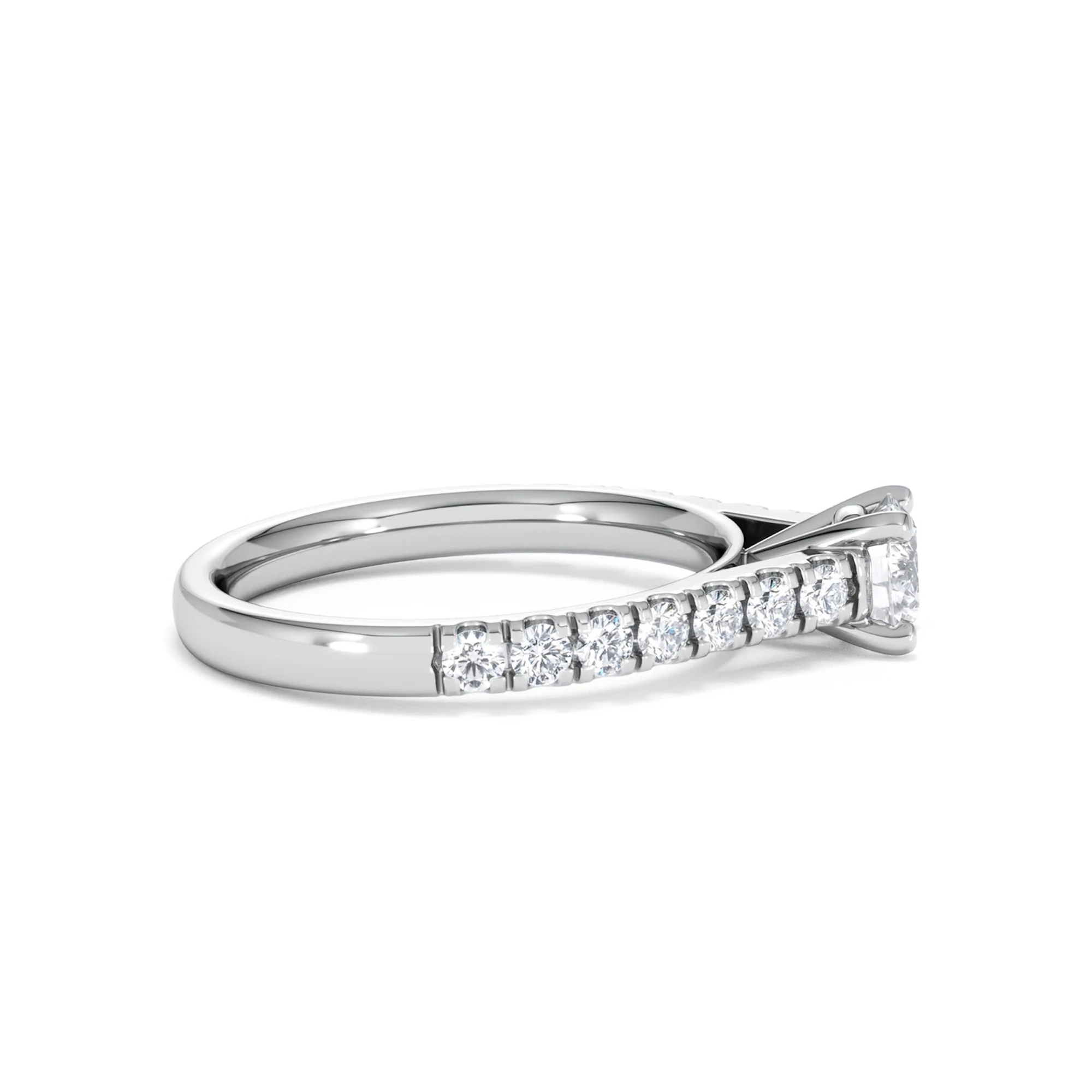 Natalia Lab Diamond Engagement Side Stone Ring Platinum 0.91CT F/VS1