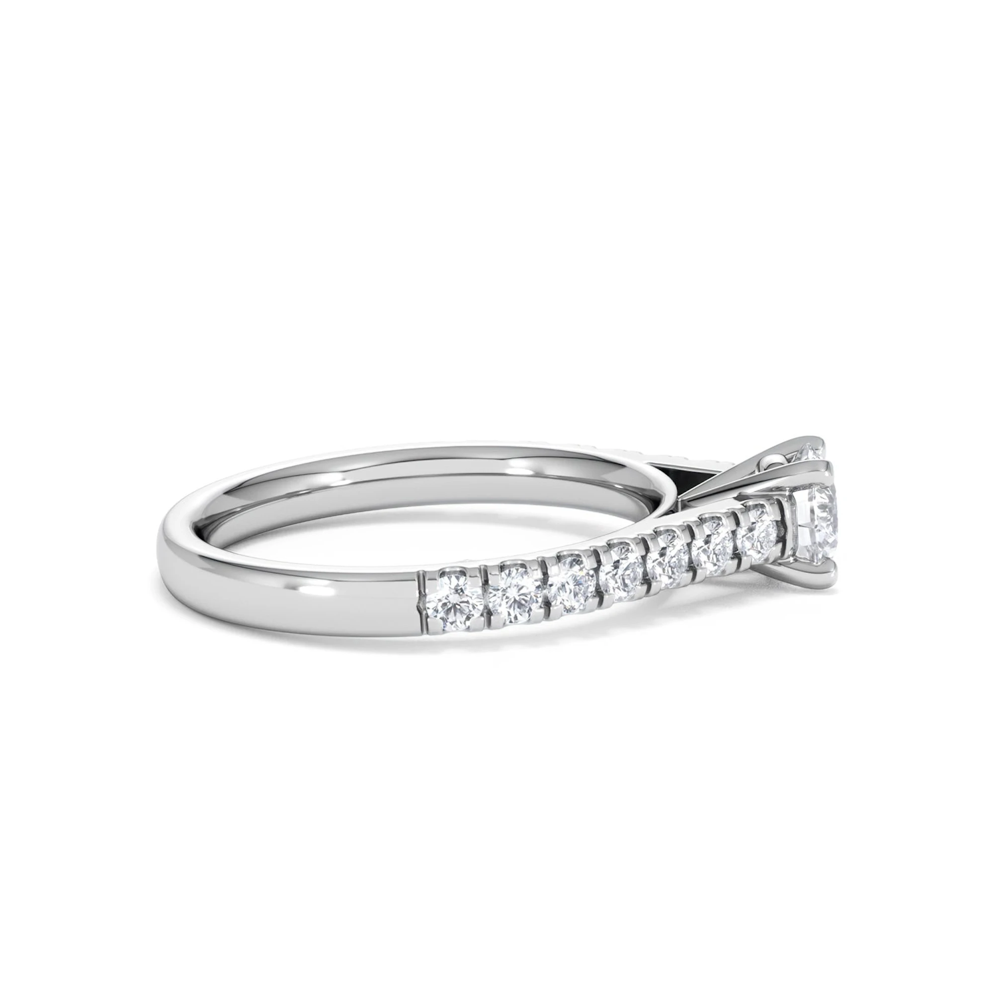 Natalia Lab Diamond Engagement Side Stone Ring Platinum 0.91CT F/VS1