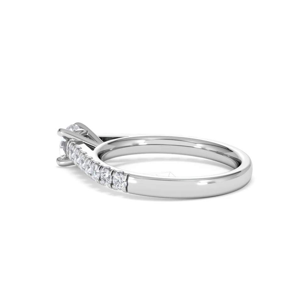 Natalia Lab Diamond Engagement Side Stone Ring Platinum 0.91CT F/VS1