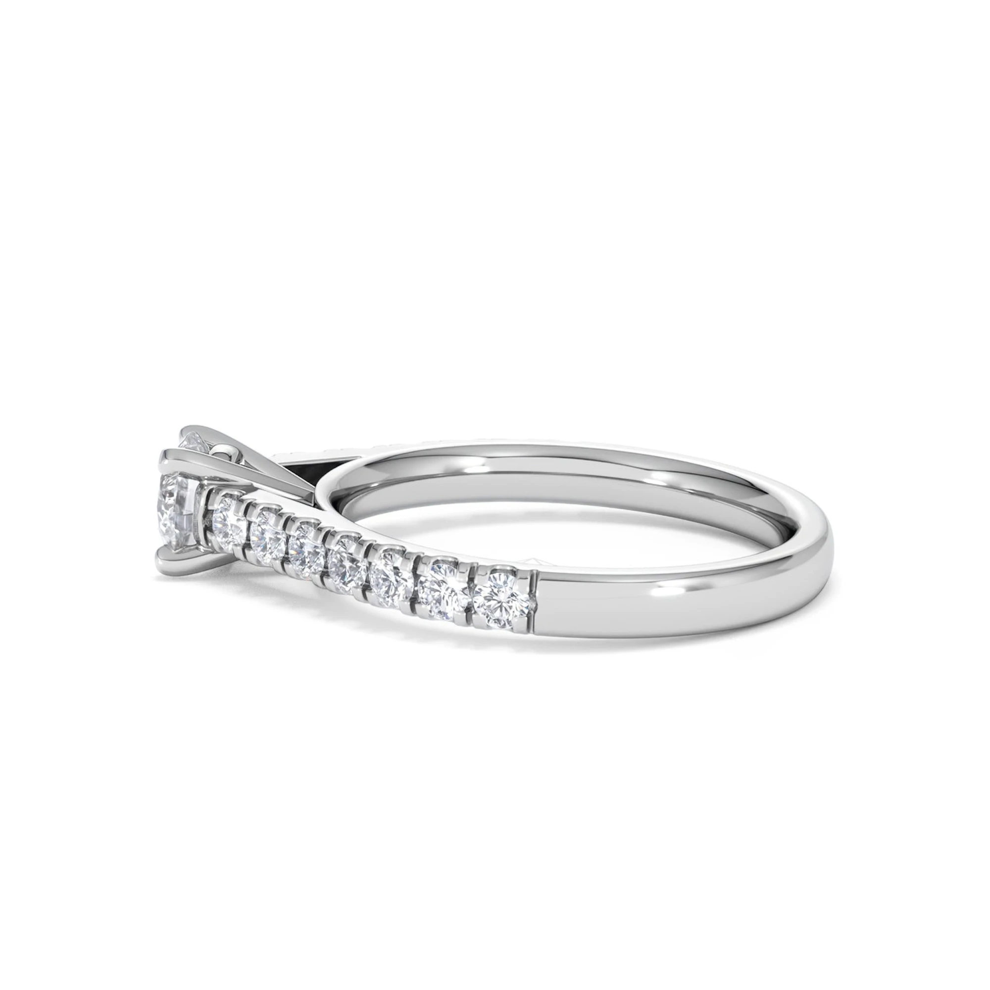 Natalia Lab Diamond Engagement Side Stone Ring Platinum 0.91CT F/VS1