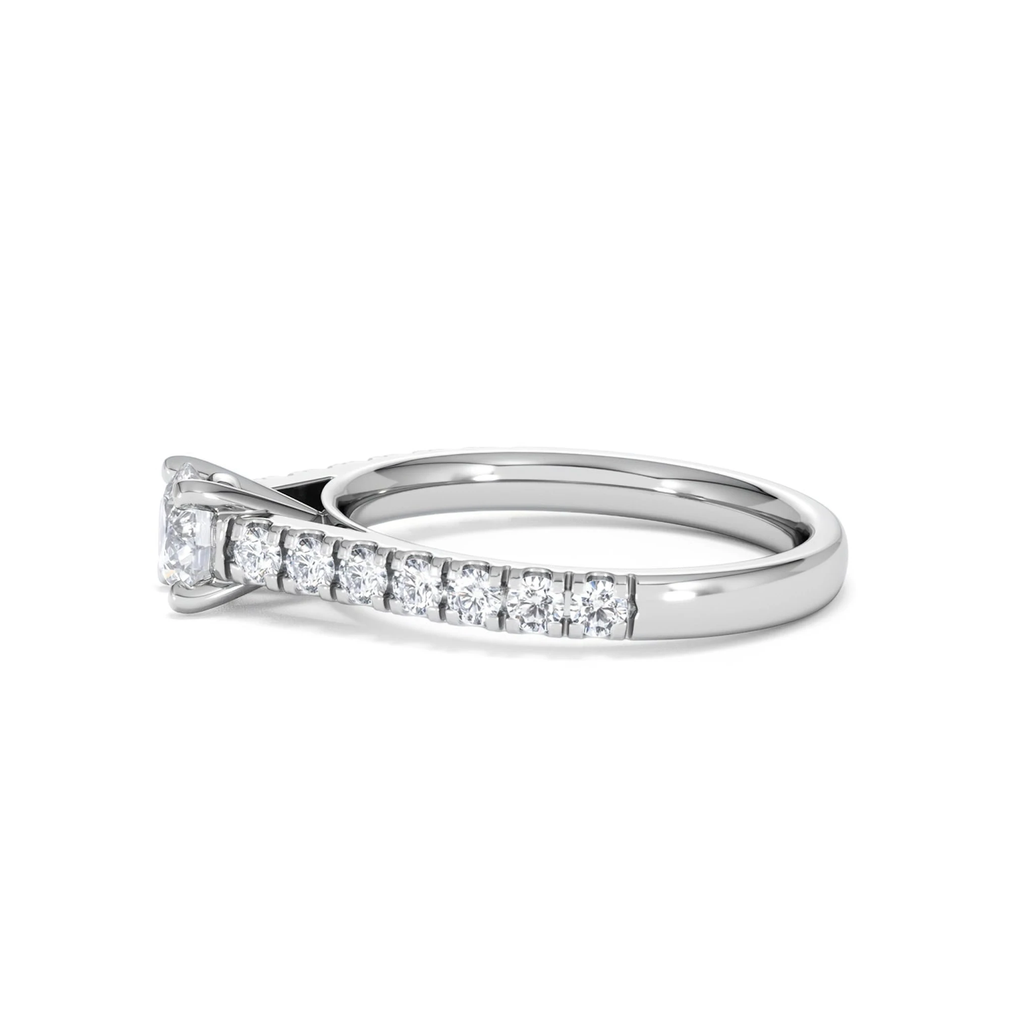 Natalia Lab Diamond Engagement Side Stone Ring Platinum 0.91CT F/VS1