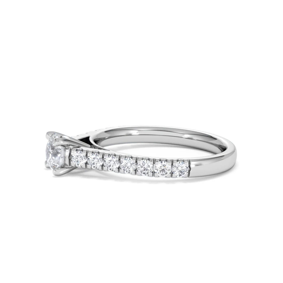 Natalia Lab Diamond Engagement Side Stone Ring Platinum 0.91CT F/VS1