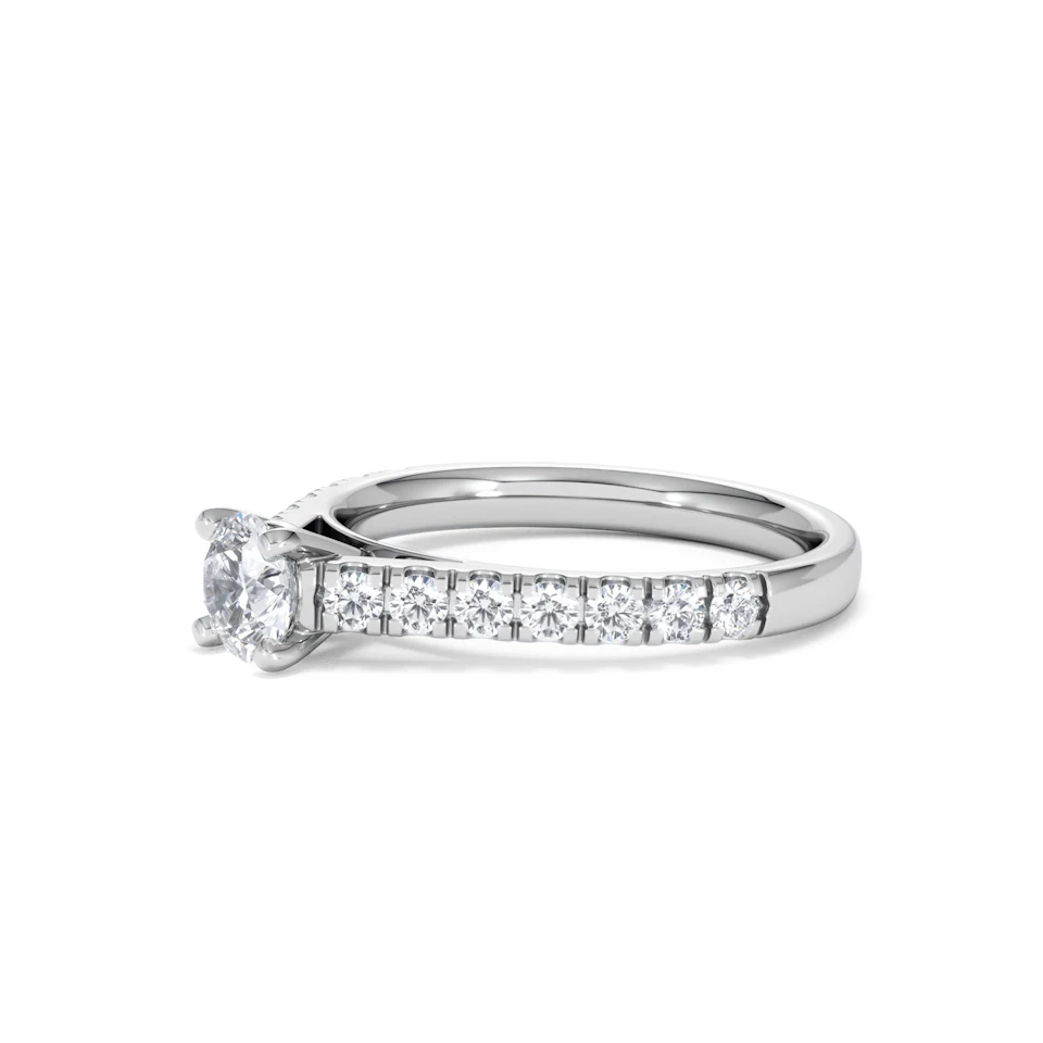 Natalia Lab Diamond Engagement Side Stone Ring Platinum 0.91CT F/VS1